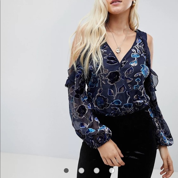 Band of Gypsies Tops - Band of Gypsies Floral Burnout Velvet Bodysuit